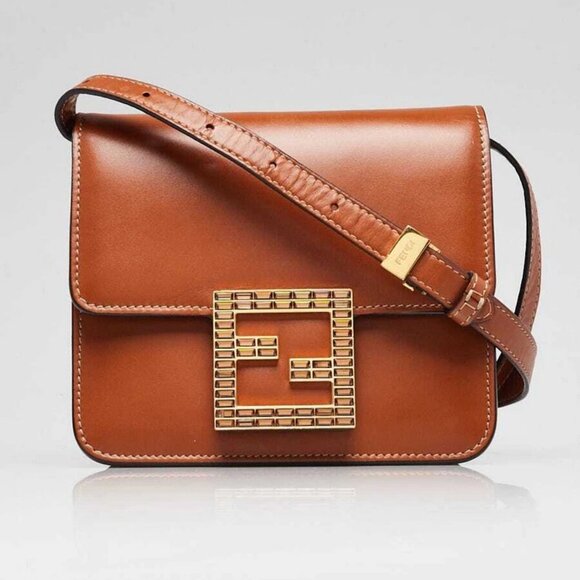 Fendi Brown Smooth Leather Fab Crossbody Bag - 8BT325 - Picture 1 of 1